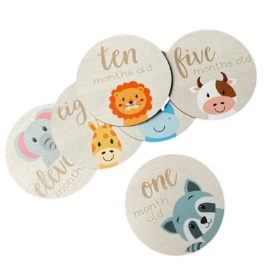 Monthly Baby Milestone Cards - Birth Announcement Sign, 13 Wooden Milestone Discs for the First Year, Lovely Photo Props for Babies, and a Wonderful Gift for Expecting Parents, New Mums, and Baby Shower Celebrations